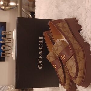 New Coach Ruthie Signature Canvas Women's Lug Sole Loafers SZ 9B